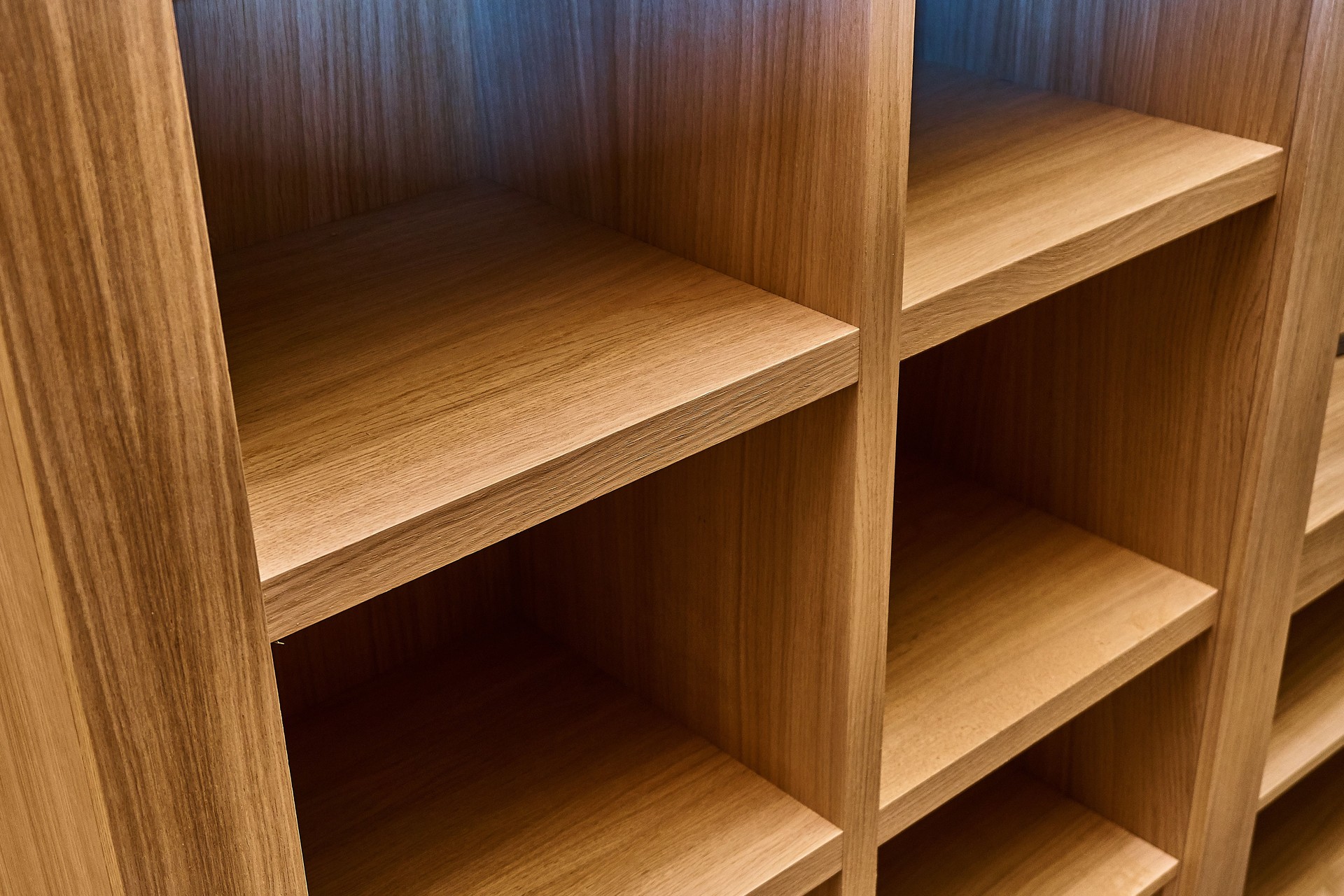 Wardrobe made of MDF and oak veneer. Details wood production